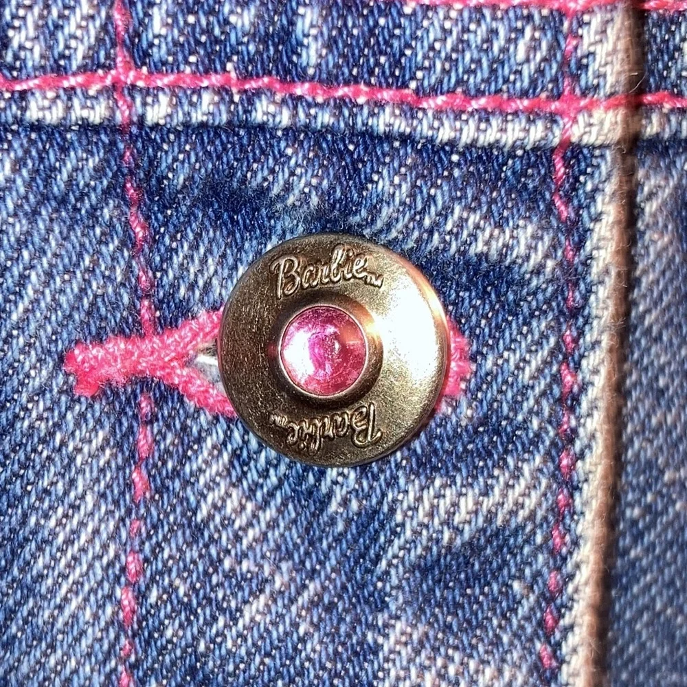 Vintage Girl’s Y2K Barbie denim jean jacket Embroidered Rhinestones 10-12 New